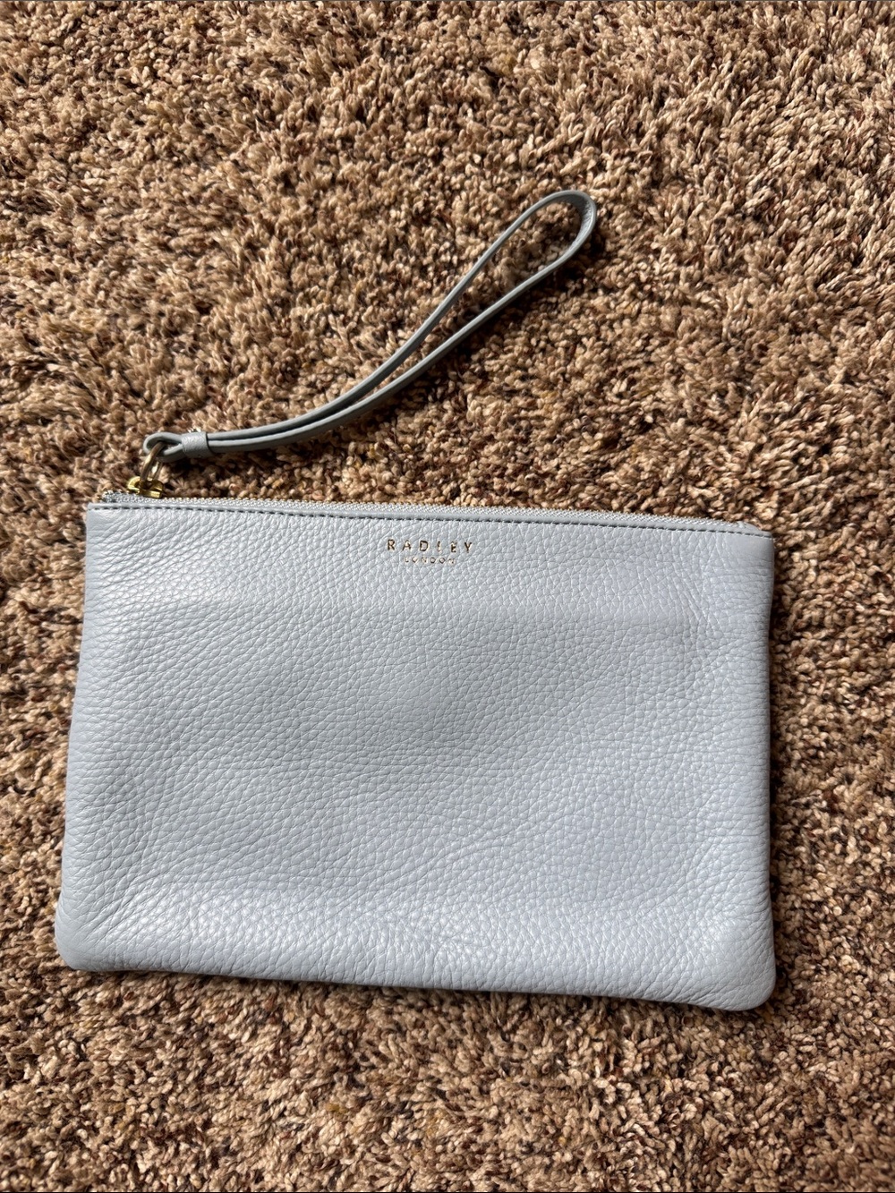 Radley London Pebbled Leather Wristlet Clutch Light Blue